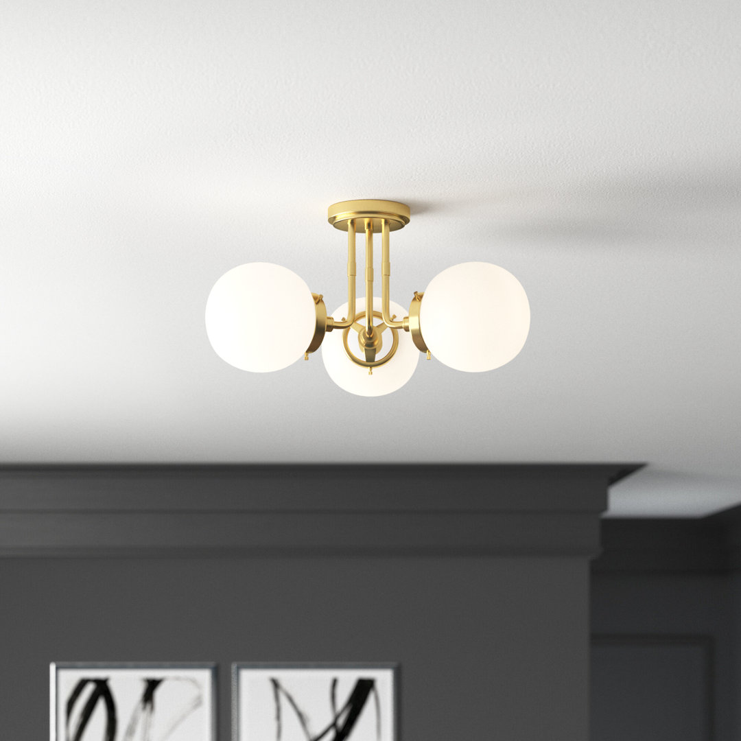Courville Glass Semi Flush Mount Mercury Row®