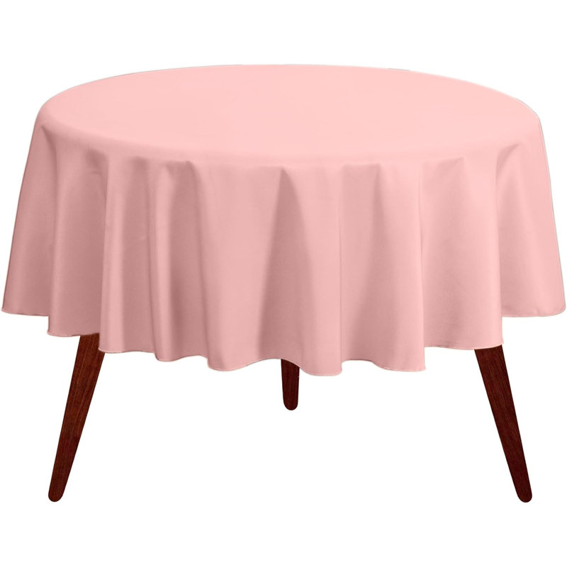 Ambee Round No Pattern Polyester Tablecloth, 90" Round, Pink