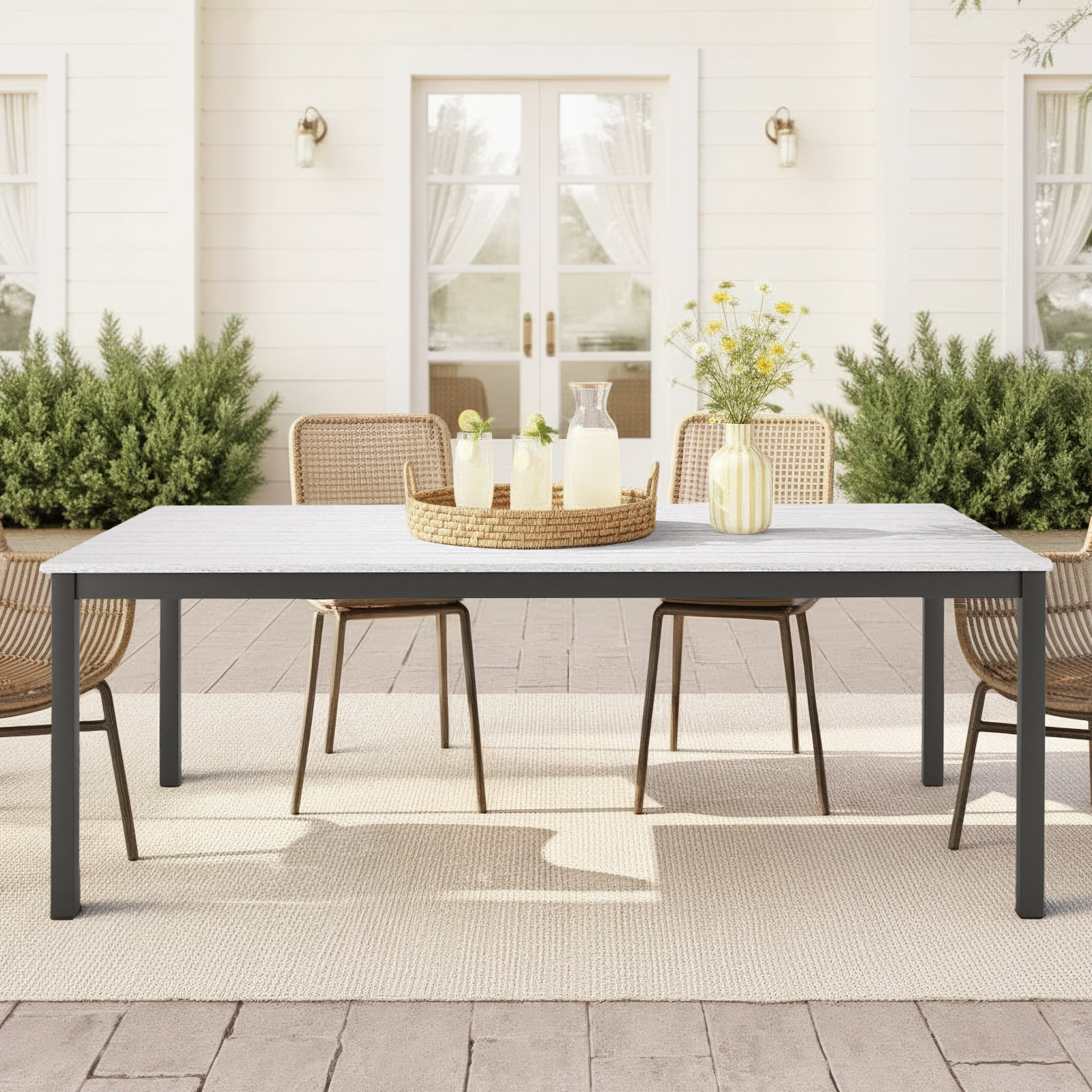 Townsend Patio Dining Table, 41" W x 83" L x 29" H, Off-White