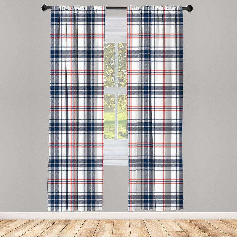 Plaid Semi-Sheer Rod Pocket Curtain Panels, 28" x 63"
