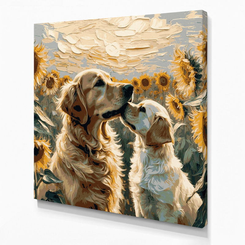«Dogs Golden Retriever», art mural sur toile brune, H 8 po x l 8 po