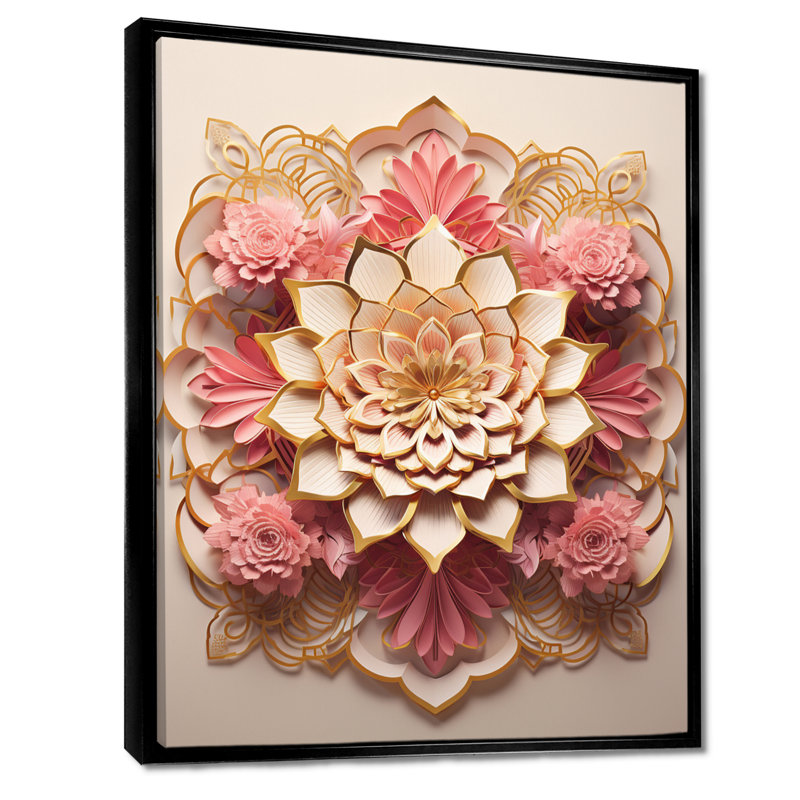 Badgley - impression d'art mural Lotus, Cadre flottant noir, bois massif, H 20 po x l 12 po