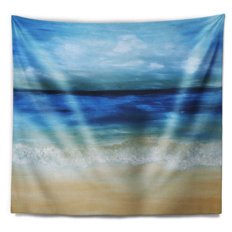 Paysage marin avec tapisserie de plage et de mer tropicale, H 32 po x l 39 po