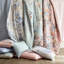 Ensemble de 7 édredons et coussins pour grand lit, motif floral beige / bleu, deux motifs, pour un usage quotidien-130192893-130192891