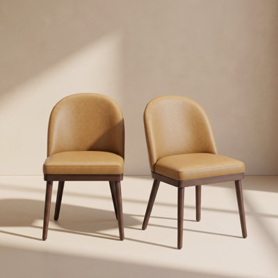 Wide Upholstered Solid Wood Dining Chairs