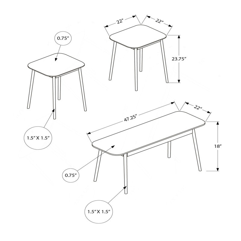 Ensemble de table, ensemble de 3 pièces, café, bout, côté, décor, salon, milieu du siècle, moderne, Gray
