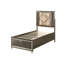 Lit double avec rangement et DEL - cuir synthétique brillant brillant