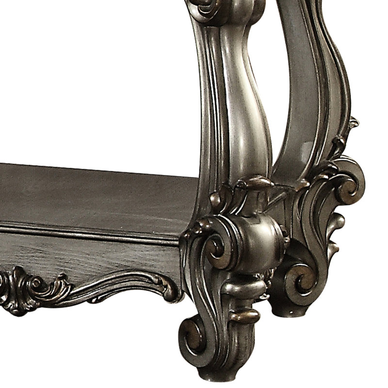 Table de bout en platine antique gris de style rétro avec tablette inférieure pour salon