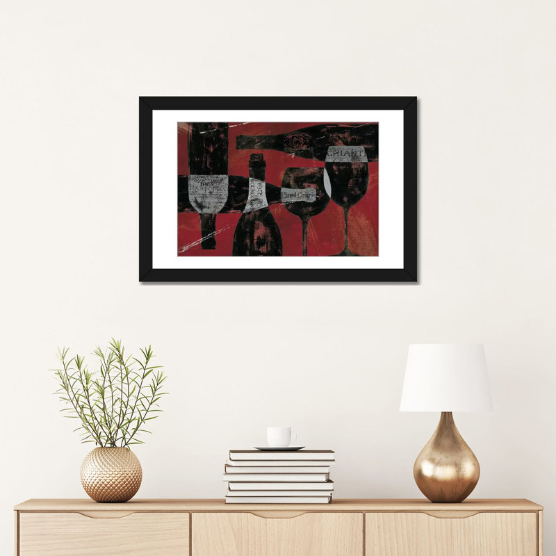 « wine selection », impression sur toile, H 16 po x l 24 po x P 1 po, Papier avec cadre noir, Blanc
