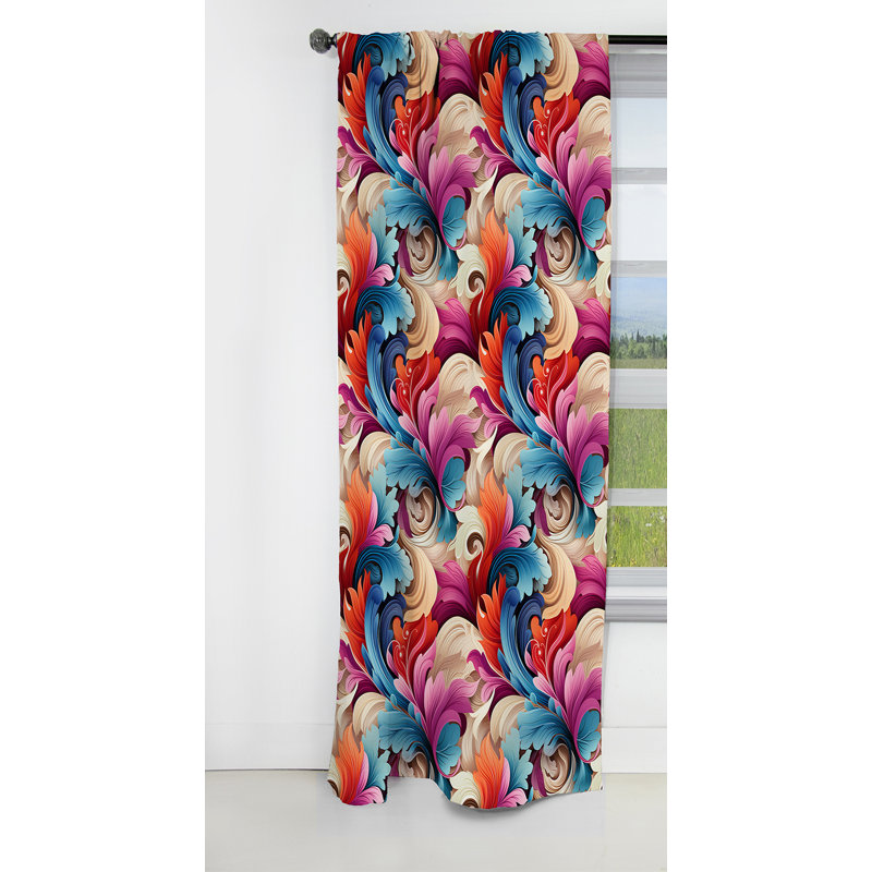 Motif cachemire Retro Vibes - Rideau floral - Rideau occultant floral - 1 panneau, L 52 po x L 63 po