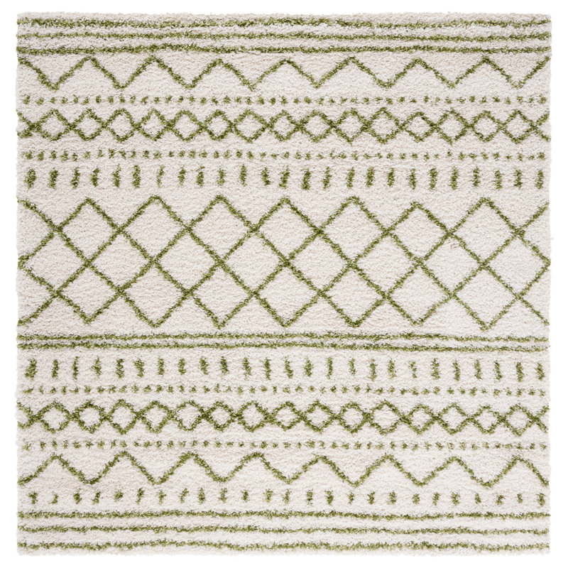 Develin Performance Chevron Rug, Square 6'7", Ivory/Green
