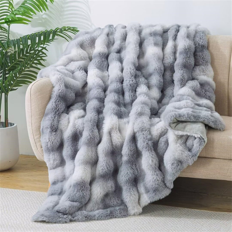 Bansri Throw Blanket, W203 x L153cm, Grey/White