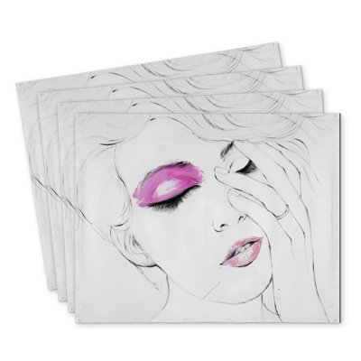 Pink Makeup Polyester Kibbe Set of 4 | Home Decor