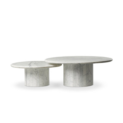 Stuart Marble Coffee Tables-White Calacatta Marble