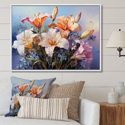 «Blue and White Lilies Country Charm II», reproduction sur toile
