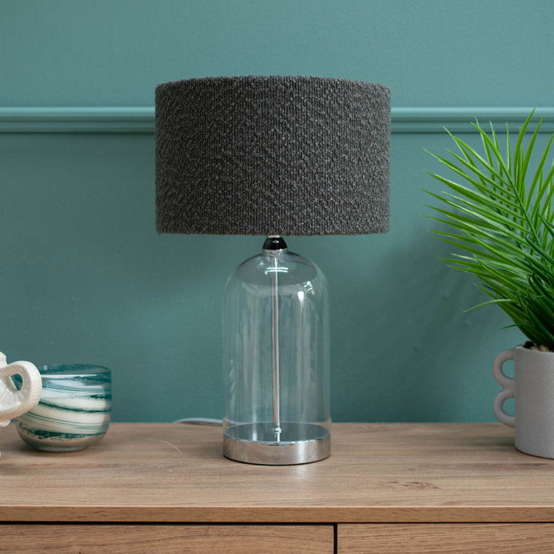Glass Desk Lamp, Charcoal, Silver