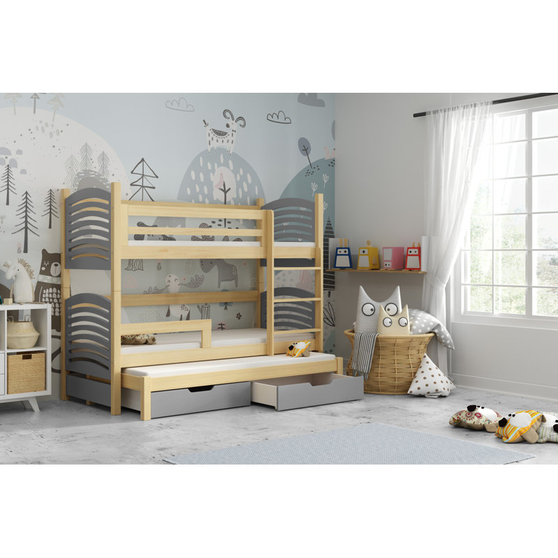 Kal-el European Toddler (80 X 180cm) Bunk Bed with Storage Included with Built-in Ladder Included with Trundle Included