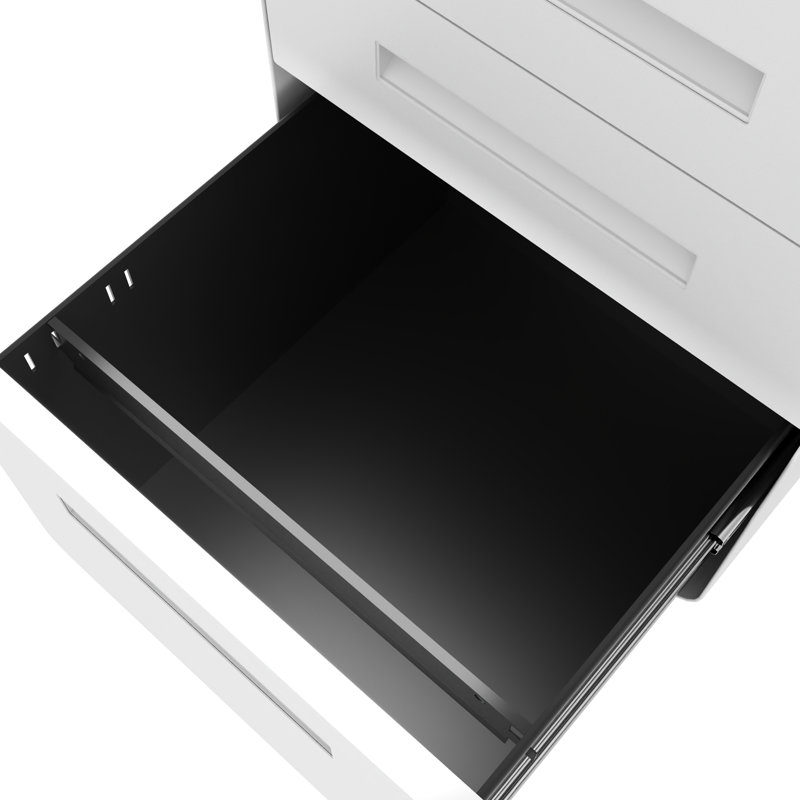 3-Drawer Metal File Cabinet With  Lock And  Casters, White