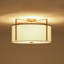 Transitional 3-Light Drum Linen Fabric Semi Flush Ceiling Light