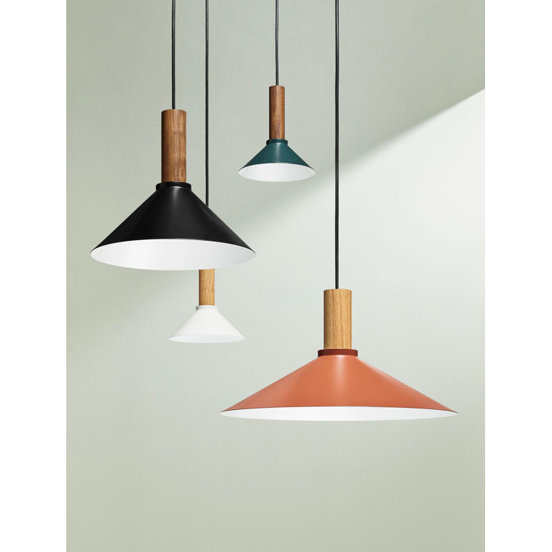Emblem 1 - Light Pendant, White, White Oak, 9" H x 18" W x 18" D