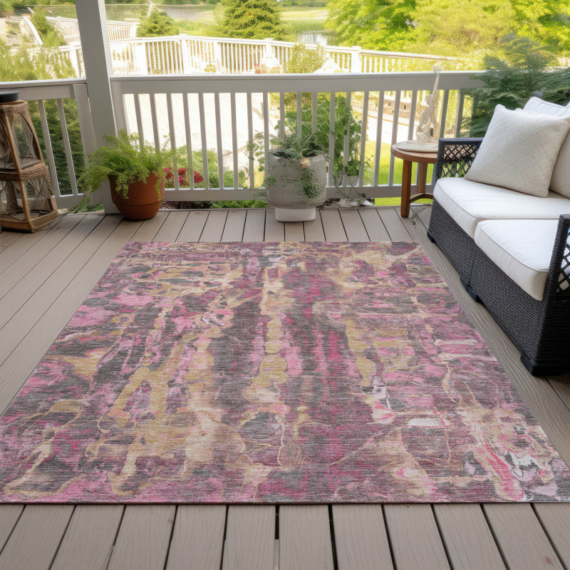 Tapis intérieur / extérieur lavable à la machine Xhevrie, Rectangulaire 8 pi x 10 pi