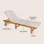 Chaise longue d'extérieur en bois d'acacia Mall Mall avec coussin et roulettes beiges, fauteuil inclinable réglable en teck brun pour la terrasse, au bord de la piscine