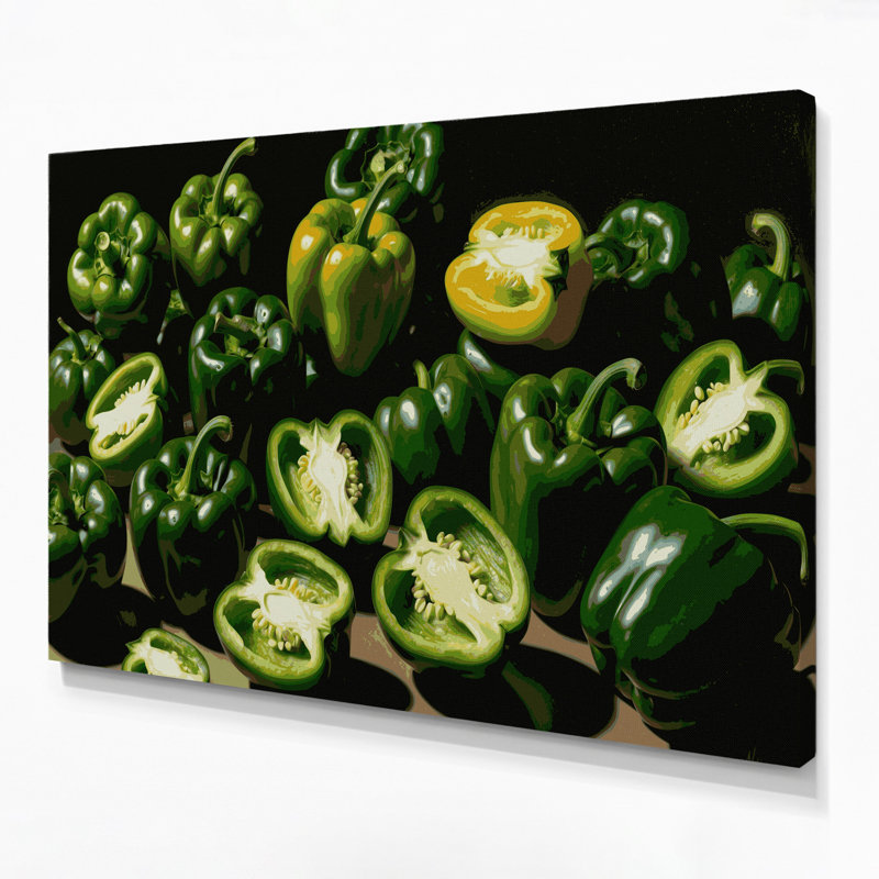 Légumes, poivron vert, art mural sur toile, H 12 po x l 18 po