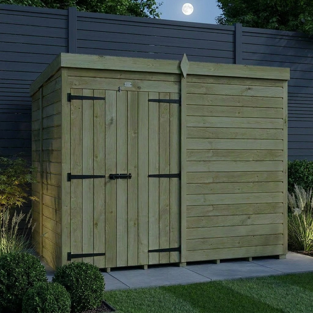 Total Sheds 8ft x 5ft Pent Garden Shed - Double Door - No Windows - Pressure Treated Timber - UK Manufactured