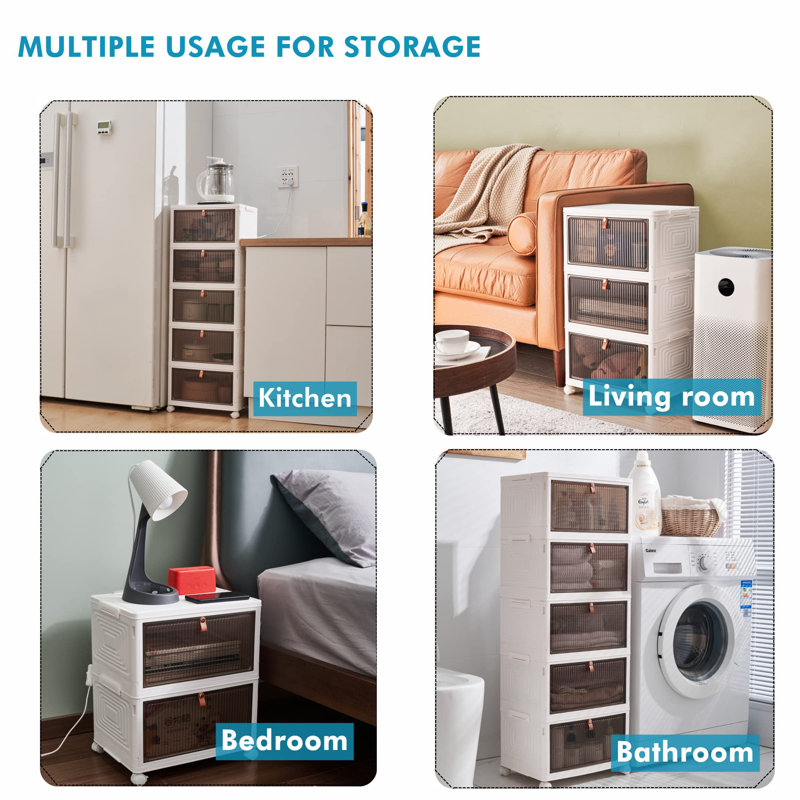 Nanika 3 Drawer Stackable Drawer with Locking Wheels