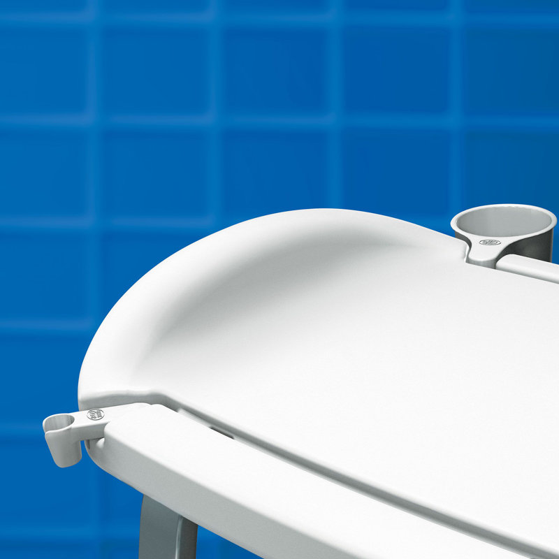 Glacier White Adjustable Height Transfer Bench with Safety Handle