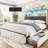 Upholstered Bed Frame With 4 Storage Drawers And LED Lights-439846868-439846871