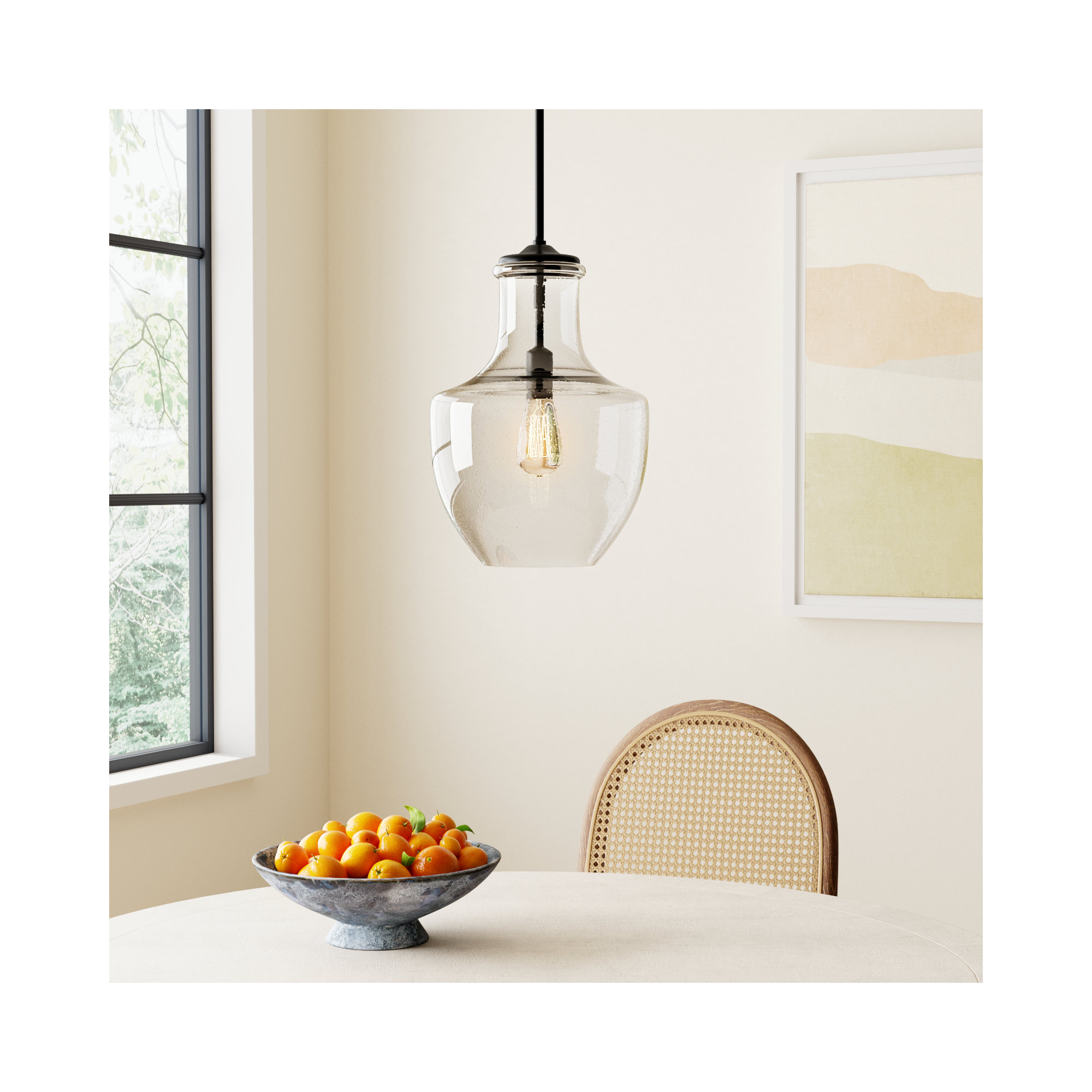 Ravenna 1-Light Dimmable Teardrop Pendant , Midnight Black