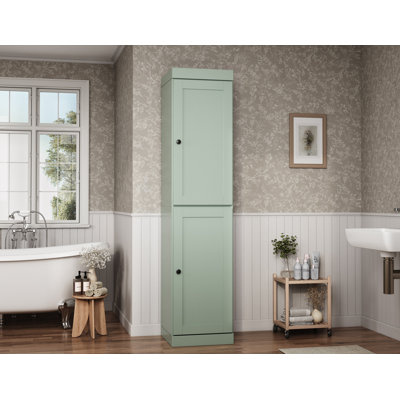 100% Solid Wood 16.5" Bathroom Storage Cabinet with Shaker Doors & Adjustable Shelves
