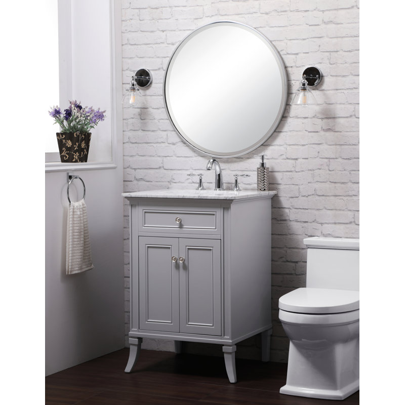 Ensemble de meuble-lavabo simple 24 po Inverleigh, Carrare blanc, Gris, Chrome