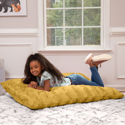 Raven-Symoné Home Pillow Saxx Jr Crash Puff, coussin de sol géant et chaise longue en fausse fourrure, or