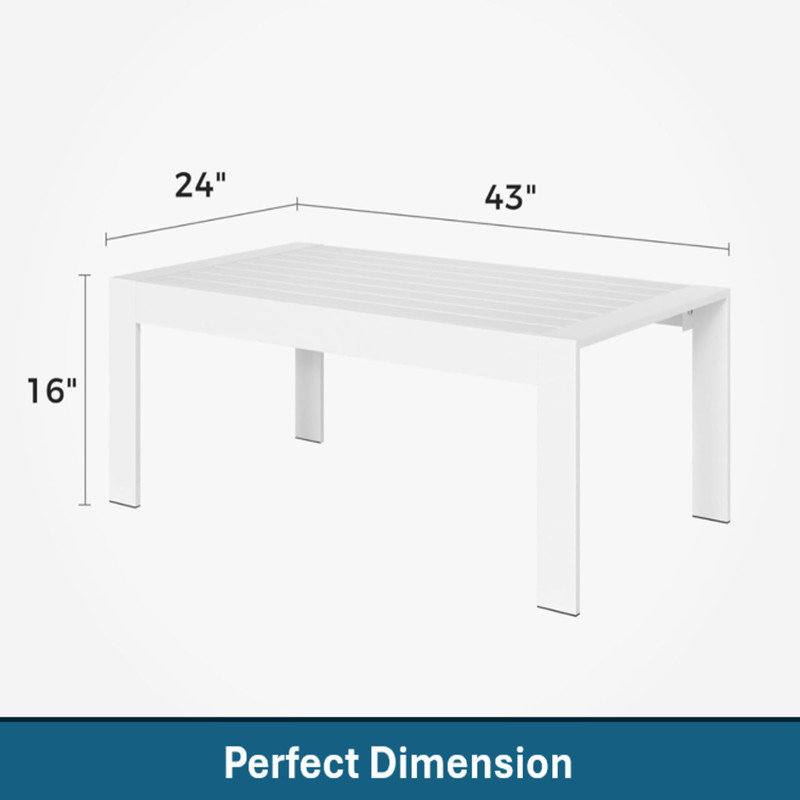Table basse rectangulaire en aluminium 43 po