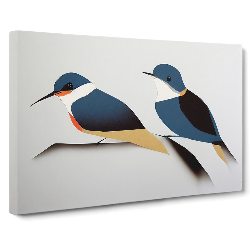 Swallow Bird Minimalist Art Abstract - Wrapped Canvas, 35cm H x 50cm W x 3cm D