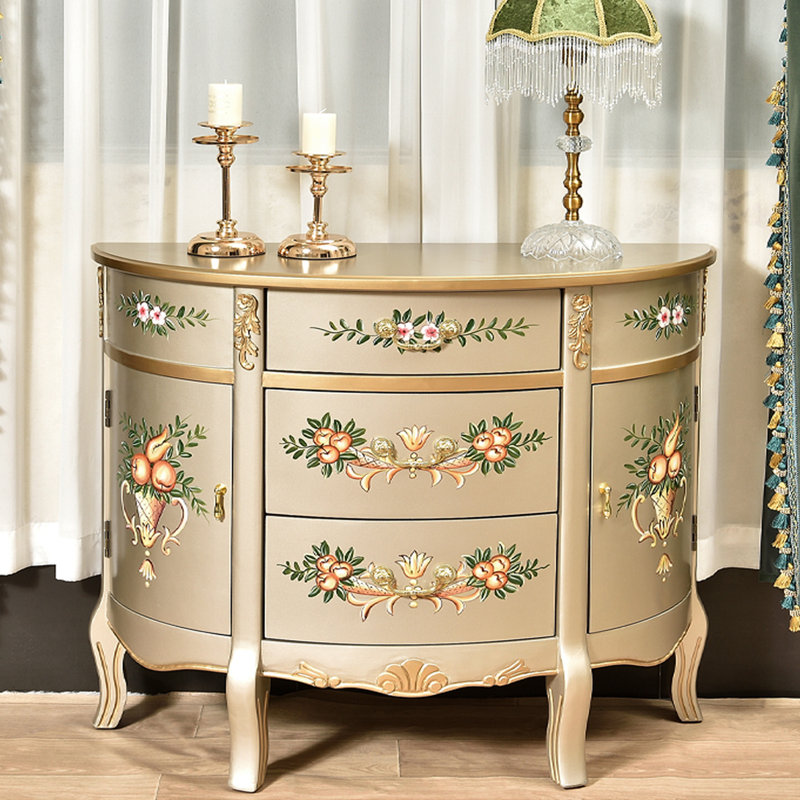 Armoire latérale américaine peinte en demi-cercle, H 34,65 po x l 53,15 po x P 14,96 po