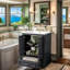 Meuble-lavabo de 24 po avec lavabo en céramique, structure en bois massif et armoire en bois massif, armoire de rangement moderne avec tablettes réglables-268038105
