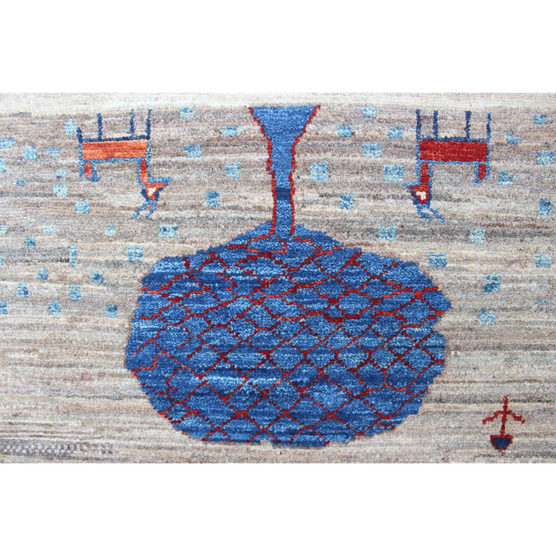 One-of-a-Kind High-Quality Hand-Knotted Blue/White Area Rug