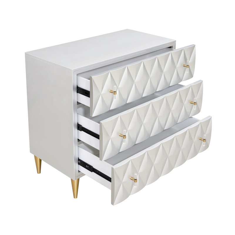 Console argent métallique et champagne avec 3 tiroirs - Ajoute du style à l'armoire intérieure spacieuse et moderne de 3 po