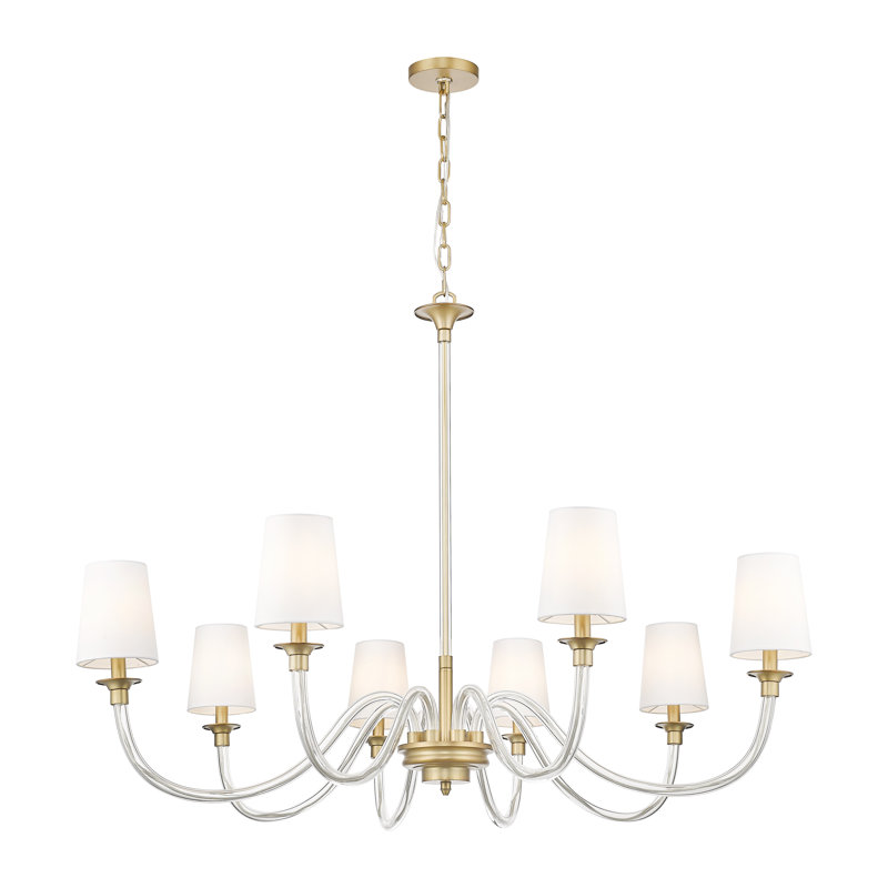 Lustre 8 lumières Ain en nickel brossé, Laiton