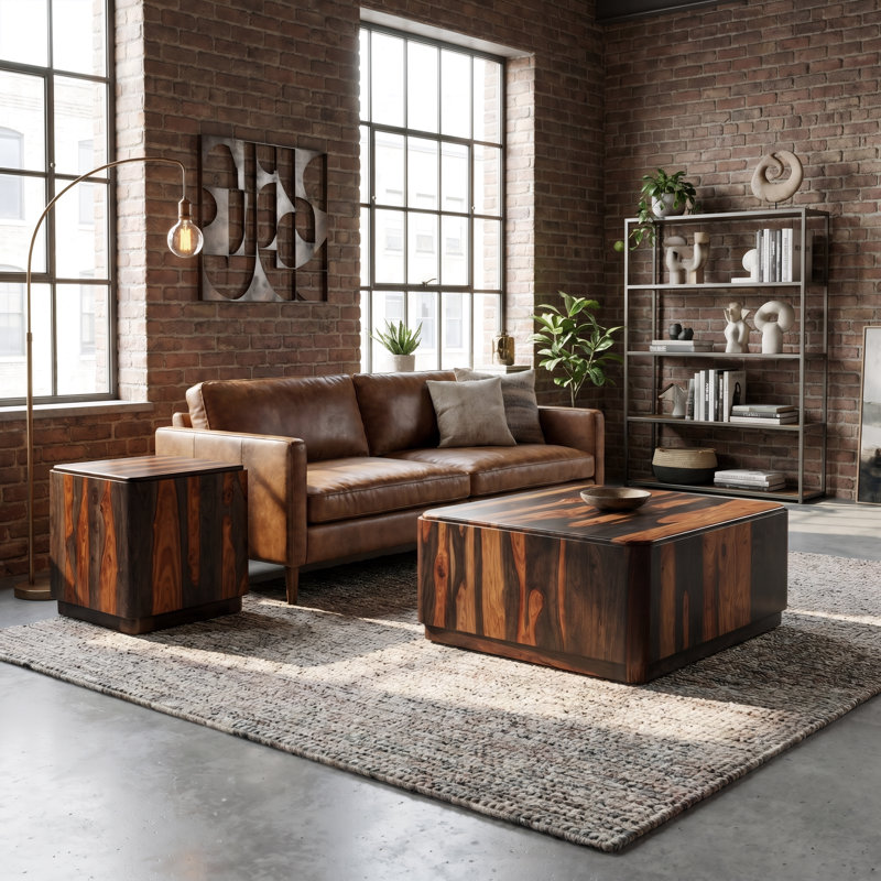 Table basse carrée en bois massif Sheesham