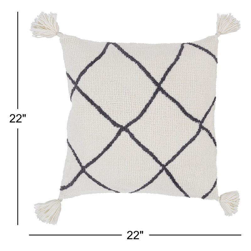 Saveria Tassels Throw Pillow, Pillow Cover, 22" x 22"
