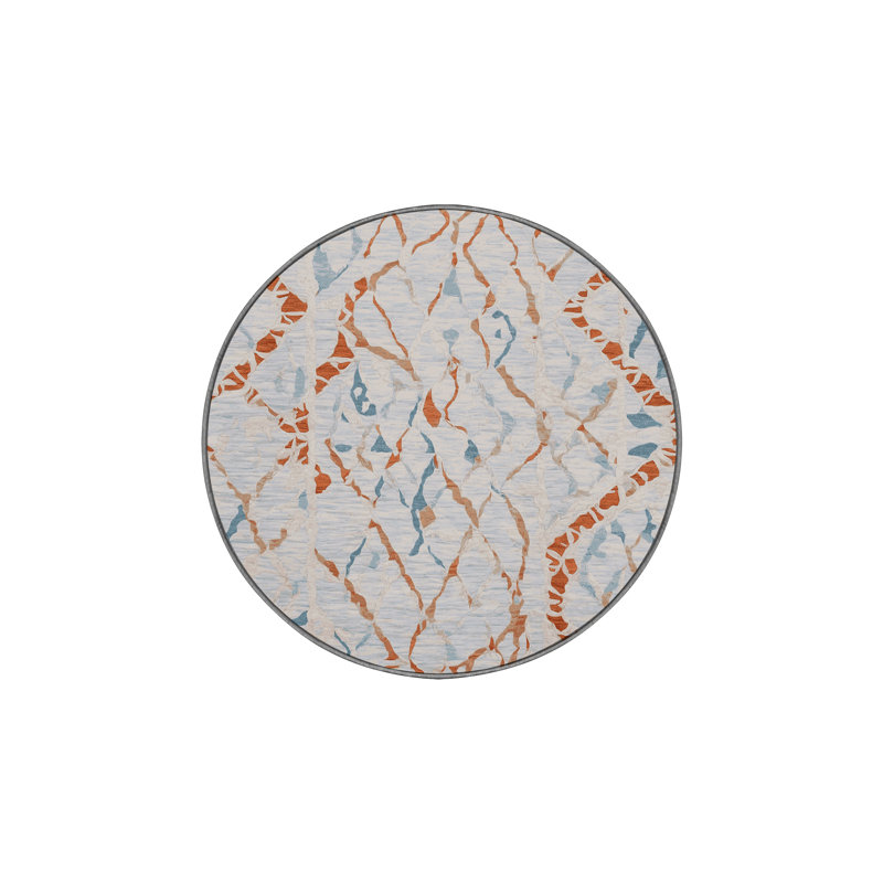 Machine Washable Gray Area Rug, Round 6'