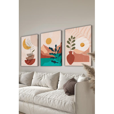 Stunning Decorative Canvas Painting Set (3 Pieces), 15.7 x 23.6 Inches Each | 100% High-Quality Canvas, Thickness: 1.2 Inches | Perfect for Living Room & Office Decor, Vibrant Colors & Modern Art Design
