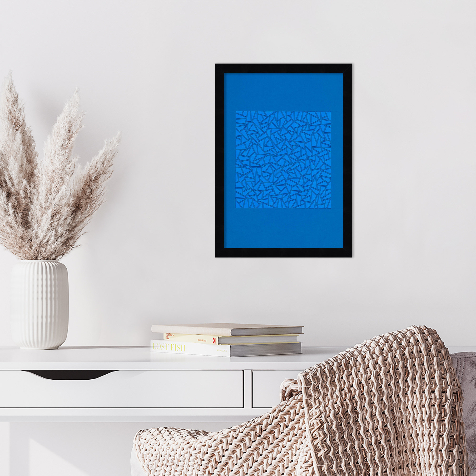 Blue World by Alex Dunn, Black, 17" H x 12" W