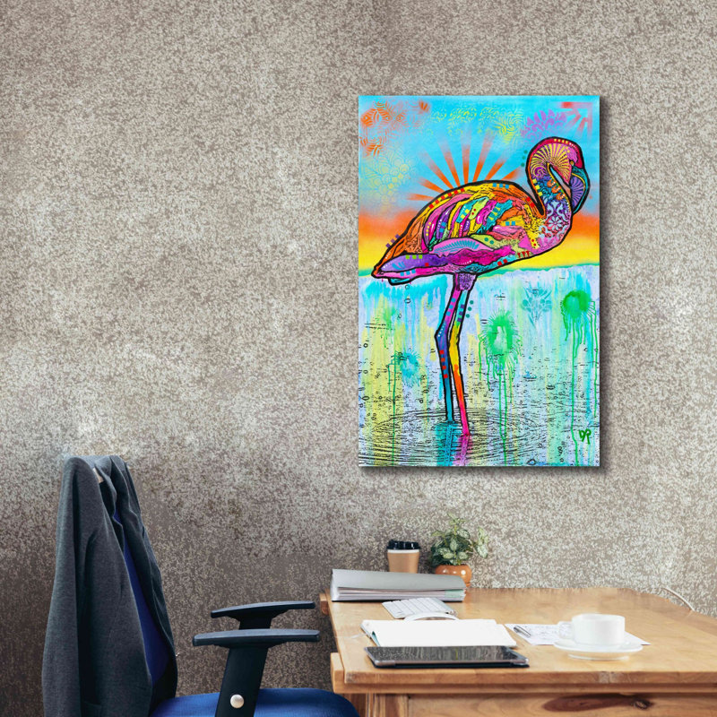 «Pink Flamingo» par Dean Russo, art mural sur toile, H 40 po x l 26 po x P 1,5 po