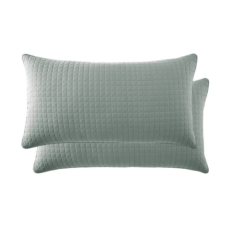 Southshore Fine Linens Vilano Quilted Sham Covers, Double-Brushed Microfiber Square-Stitched Pillow Shams with Piped Edges, Set of 2, 20" x 36" , Steel Blue
