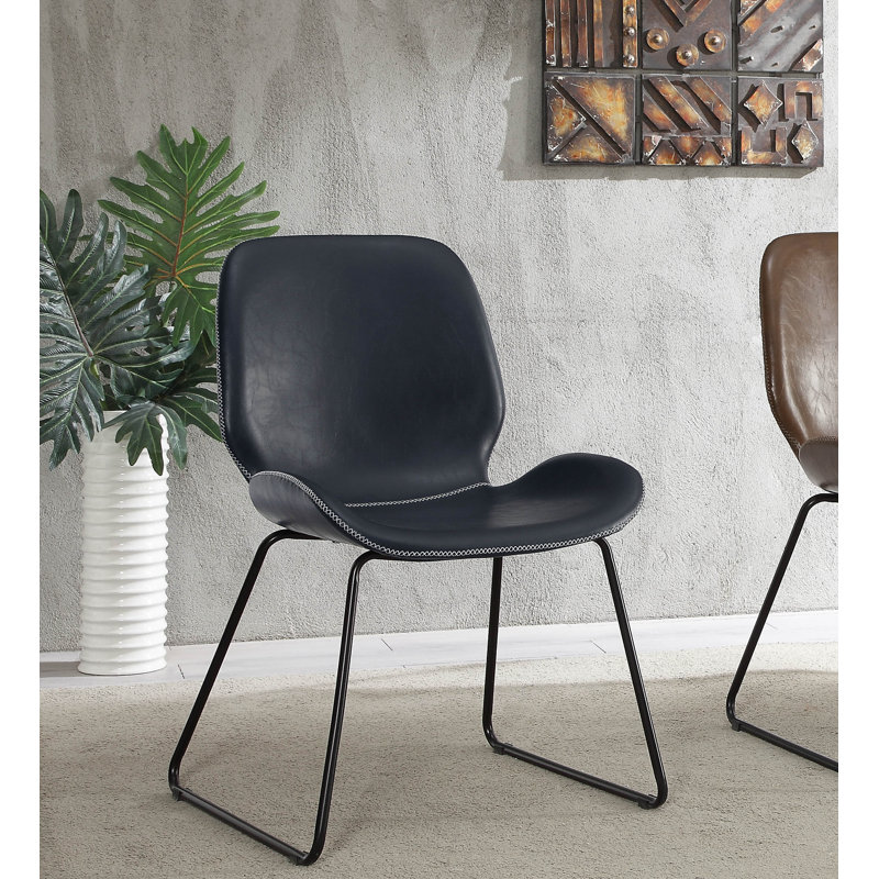 Madson Faux Leather Side Chair, Black Faux Leather